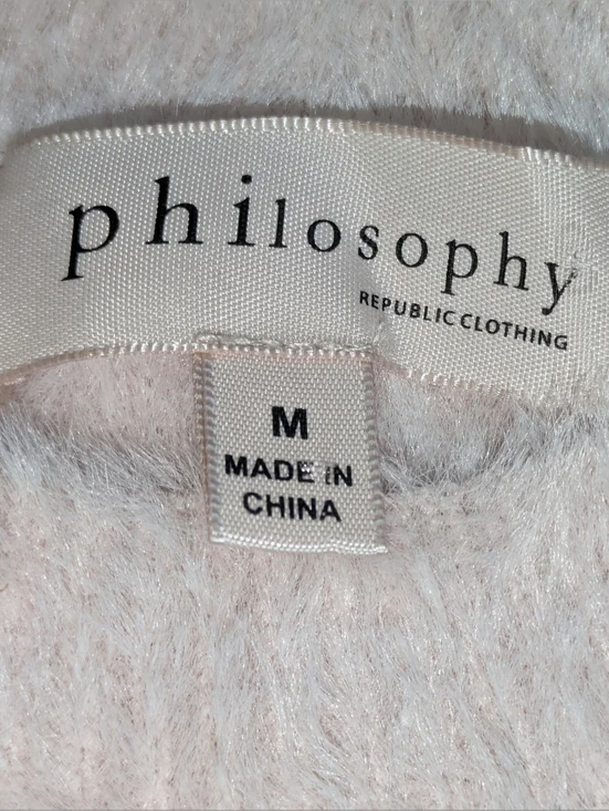 Philosophy Blush Pink Eyelash Sweater Medium Soft Fuzzy Cozy Knit - Picture 3 of 8